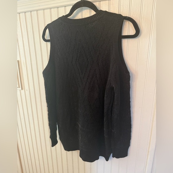 Rebecca Minkoff Cold Shoulder Black Sparkle Small Sweater - Picture 5 of 5